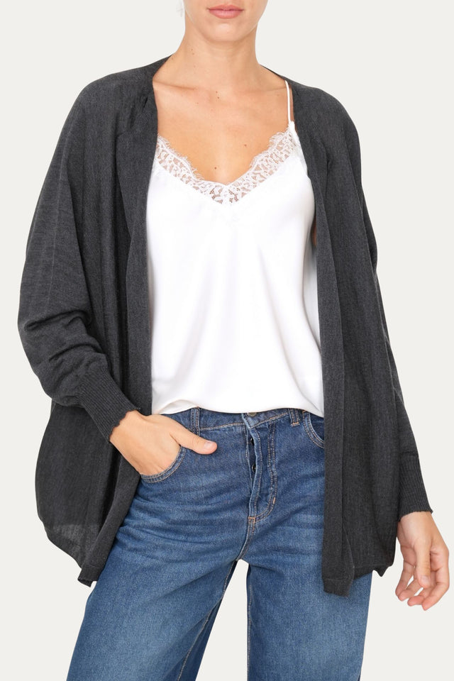 Cardigan con bottoni in lana merino Zegna Baruffa - Antracite