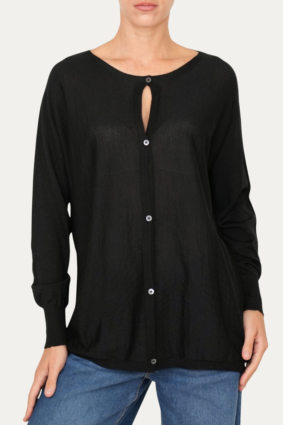 Cardigan con bottoni in lana merino Zegna Baruffa - Nero