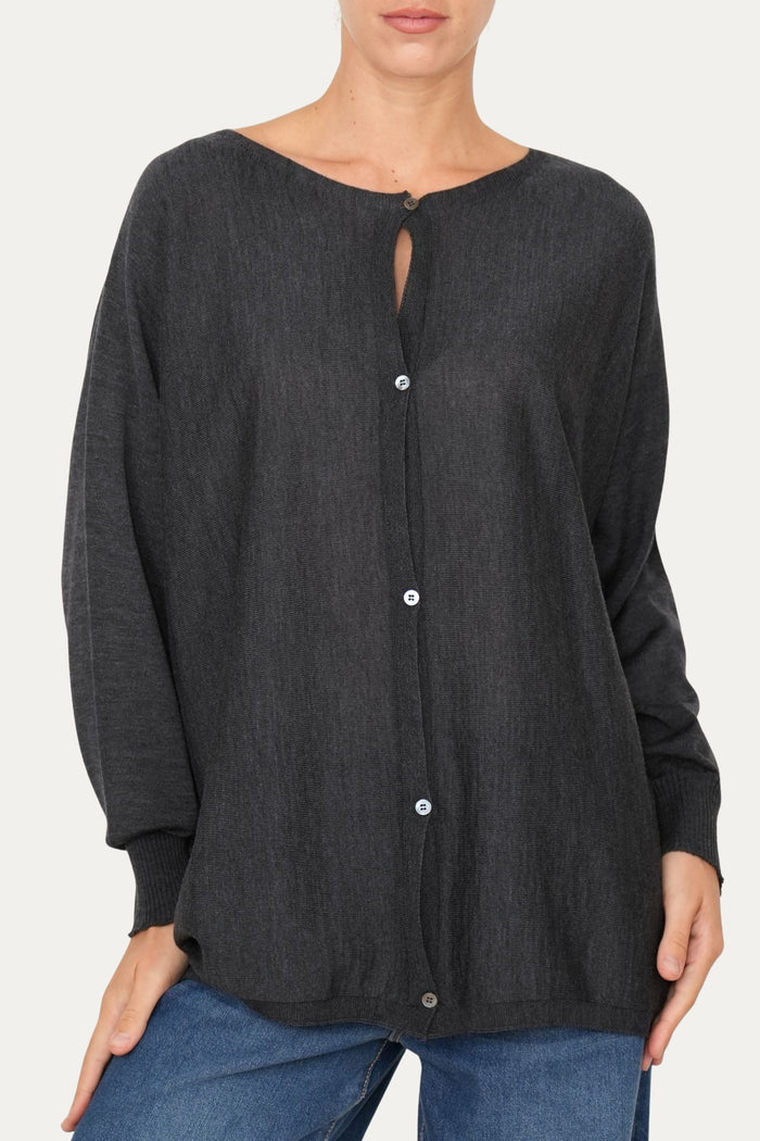 Cardigan con bottoni in lana merino Zegna Baruffa - Antracite