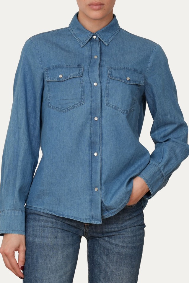 Camicia in chambray - Mid Wash