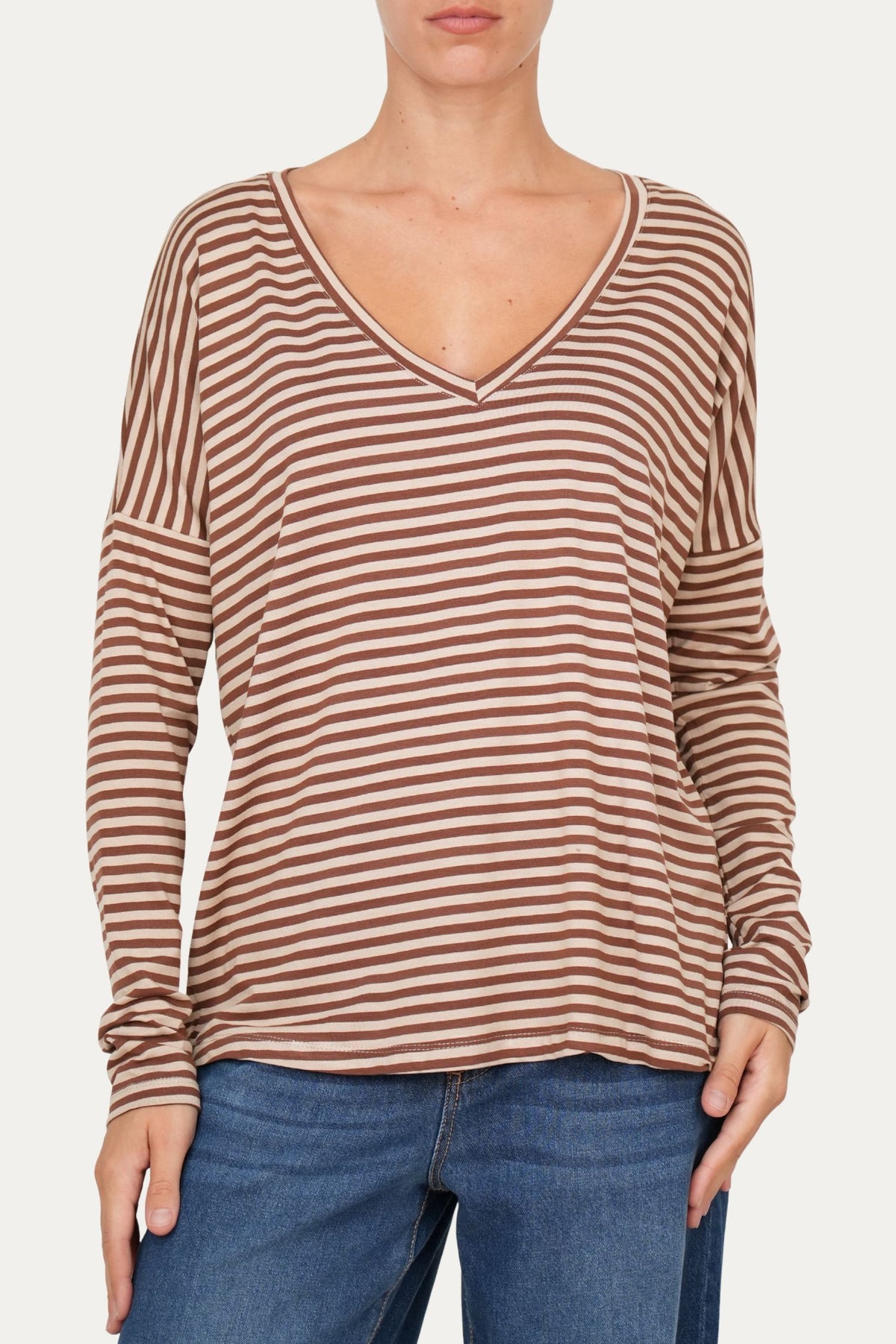 Maglia scollo a V Comfy - Moka