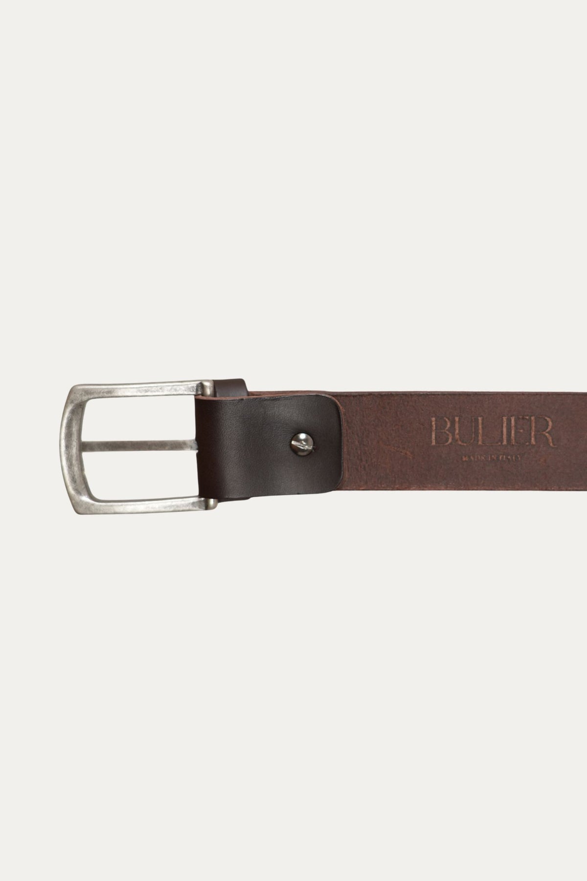 Cintura in pelle regolabile con fibbia argento vecchio - Moro