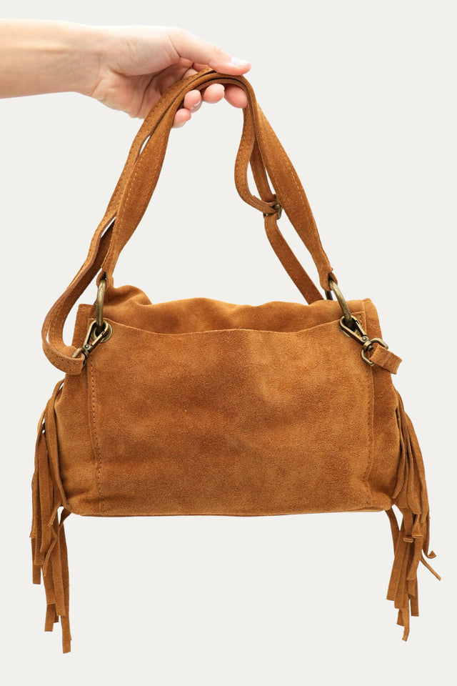 Borsa AURORA in camoscio - Cuoio