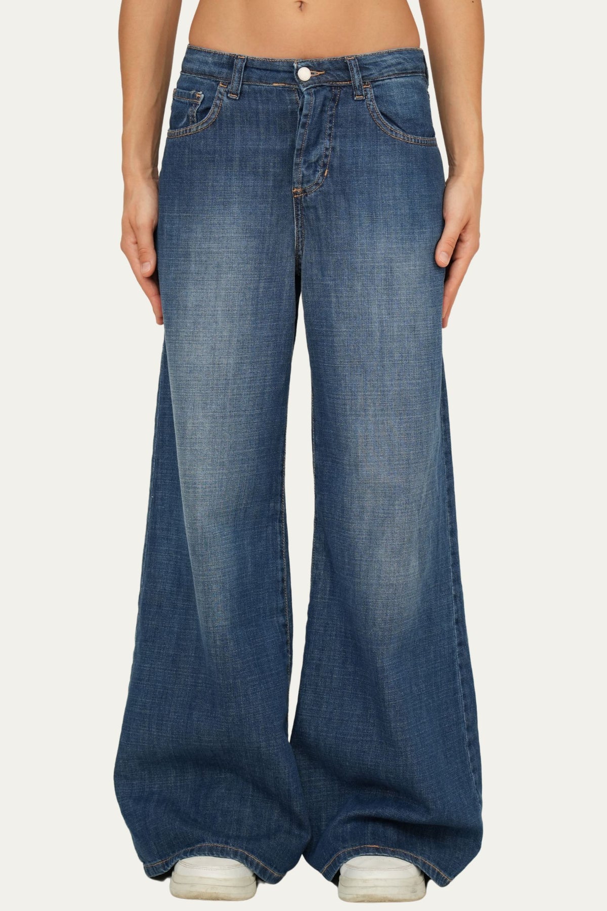 Jeans palazzo DEA tessuto slegato Soft - Denim Blu