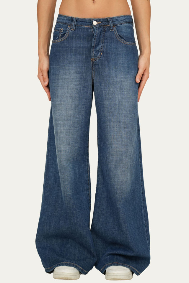 Jeans palazzo DEA tessuto slegato Soft - Denim Blu