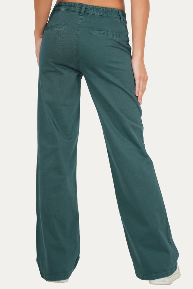 Pantalone palazzo LIA cotone gabardina - Ottanio