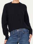 Maglione TRECCE e ROMBI misto cashmere - Navy