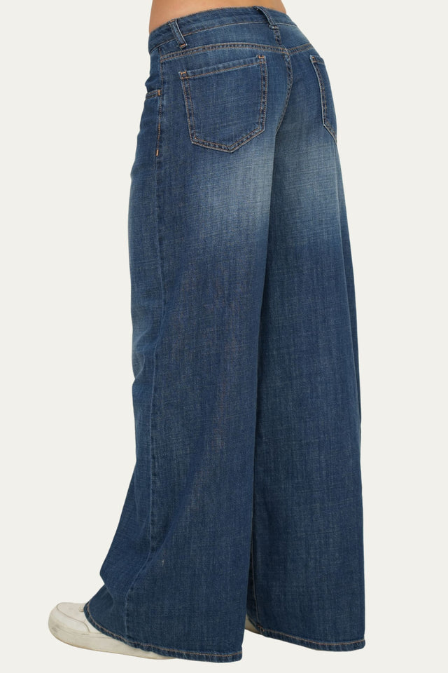 Jeans palazzo DEA tessuto slegato Soft - Denim Blu