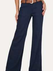 Pantalone palazzo LIA in cotone slegato - Blu