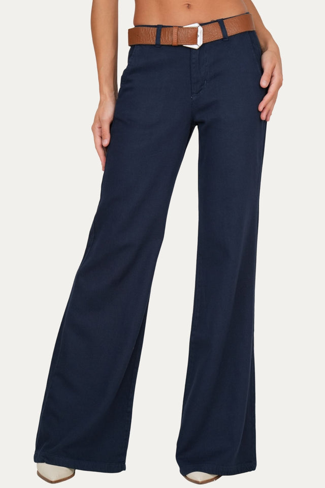 Pantalone palazzo LIA in cotone slegato - Blu