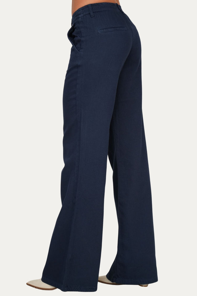 Pantalone palazzo LIA in cotone slegato - Blu