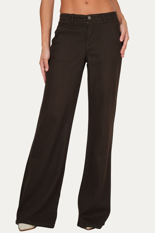 Pantalone palazzo LIA in cotone slegato - Moro