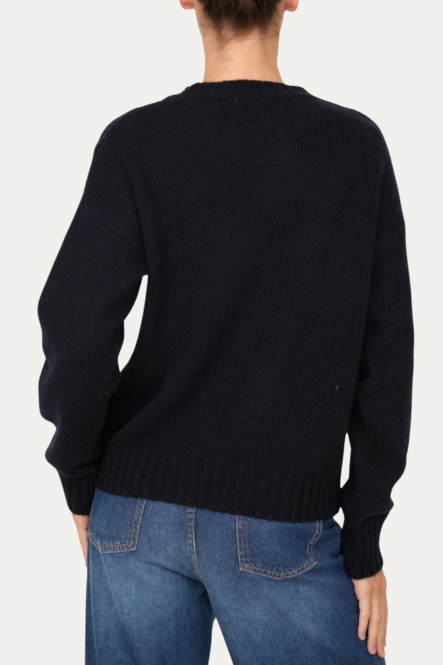 Maglione TRECCE e ROMBI misto cashmere - Navy