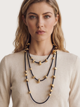 Collana filo ciottoli d'oro - Nero