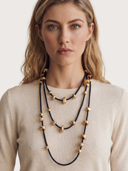 Collana filo ciottoli d'oro - Nero