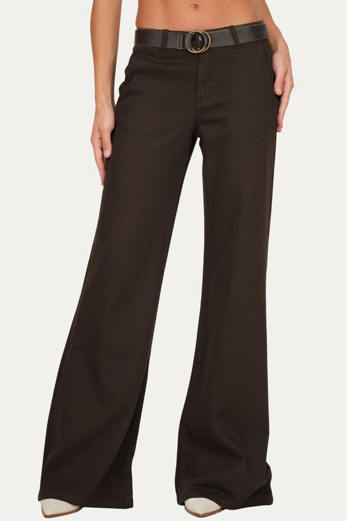 Pantalone palazzo LIA in cotone slegato - Moro