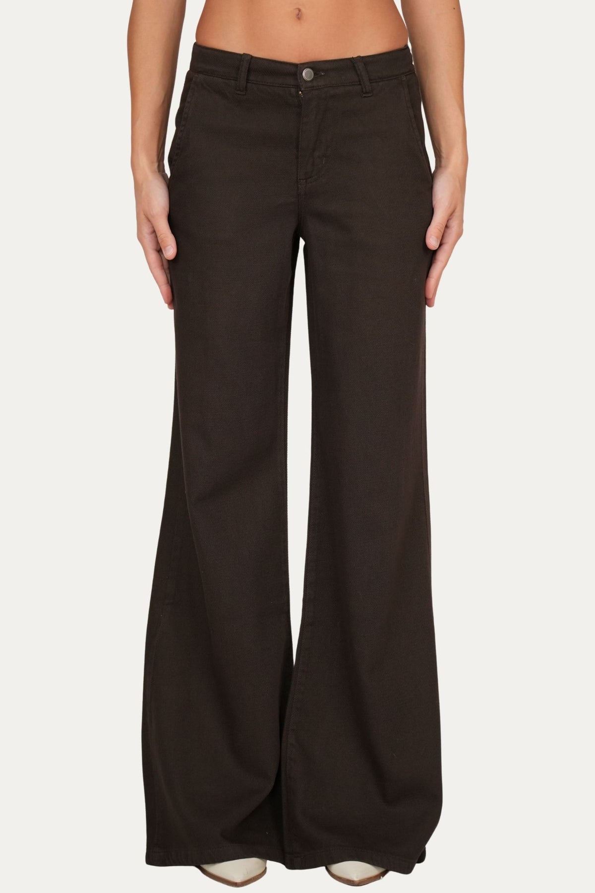 Pantalone palazzo LIA in cotone slegato - Moro