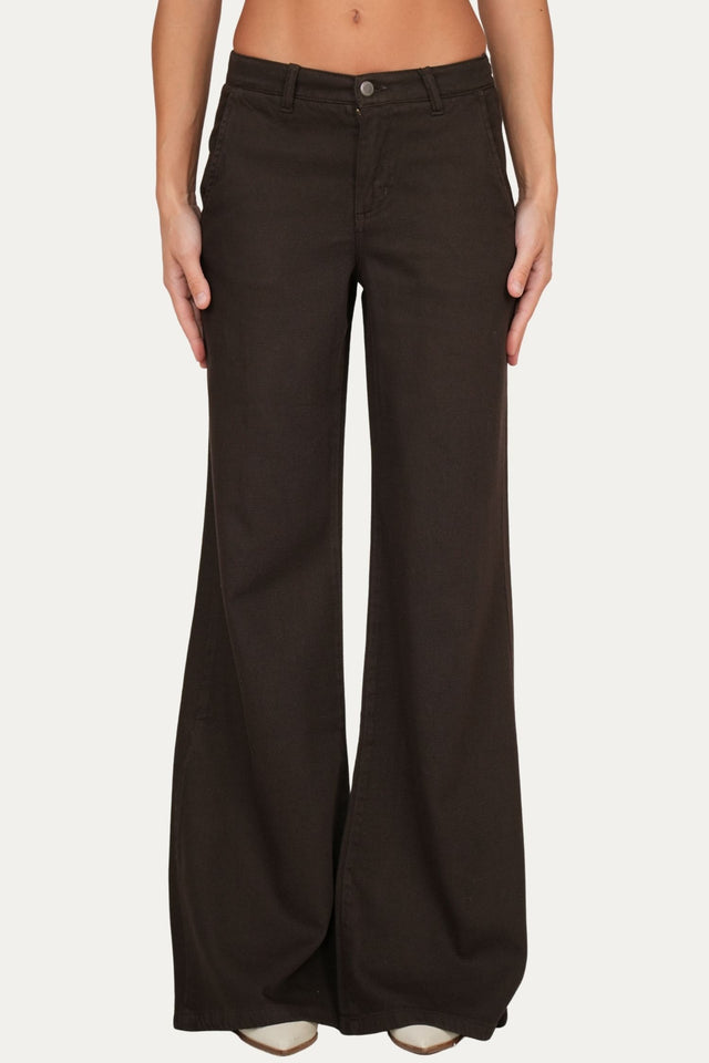 Pantalone palazzo LIA in cotone slegato - Moro