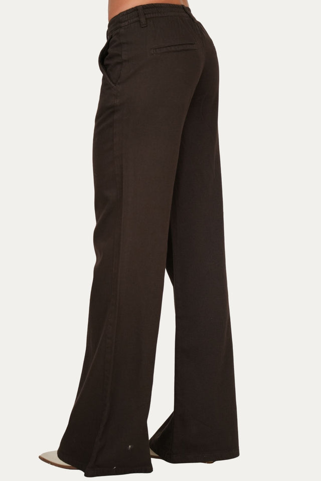 Pantalone palazzo LIA in cotone slegato - Moro