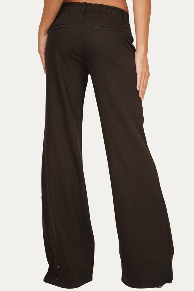 Pantalone palazzo LIA in cotone slegato - Moro