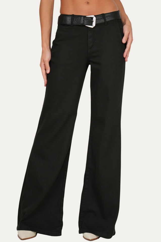 Pantalone palazzo LIA in cotone slegato - Nero