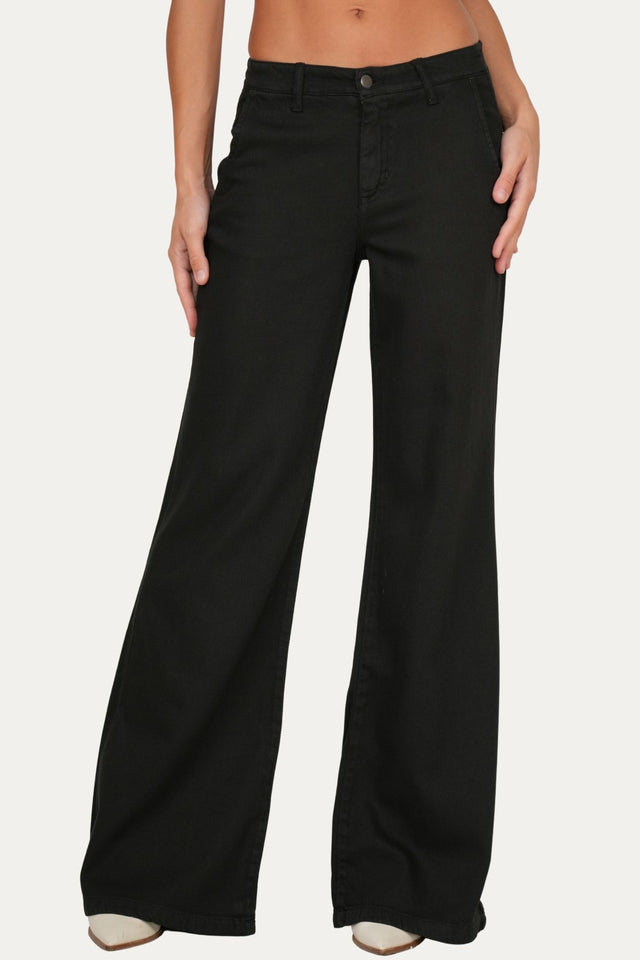 Pantalone palazzo LIA in cotone slegato - Nero