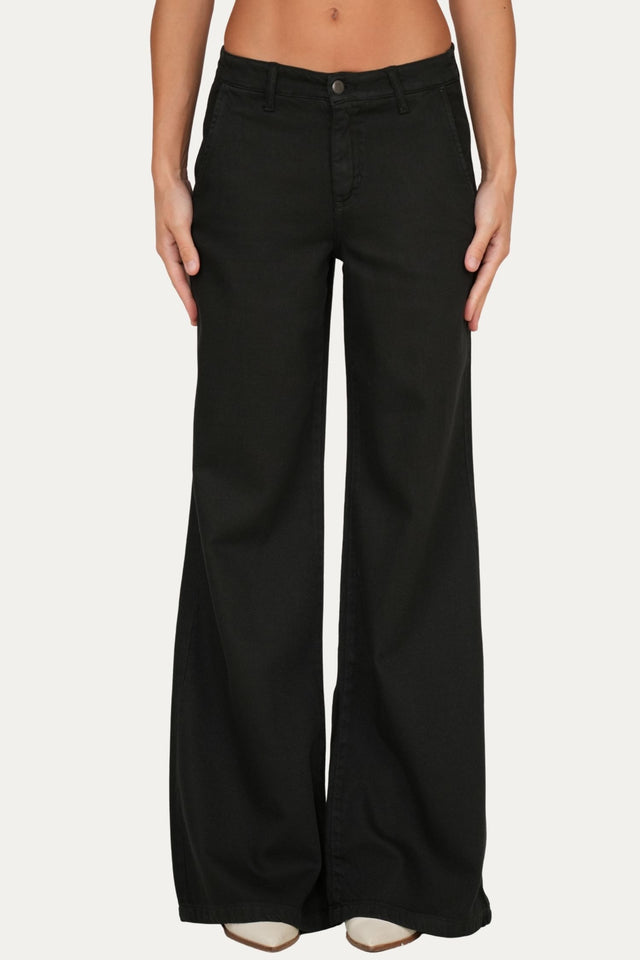 Pantalone palazzo LIA in cotone slegato - Nero