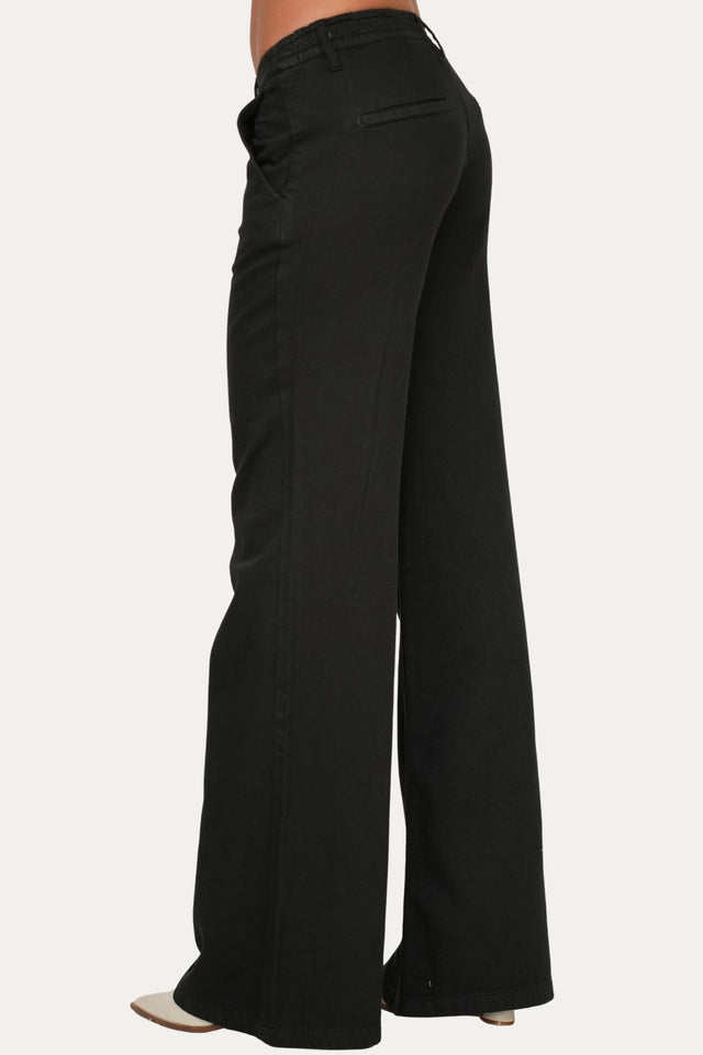 Pantalone palazzo LIA in cotone slegato - Nero