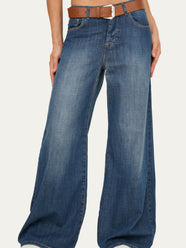 Jeans palazzo DEA tessuto slegato Soft - Denim Blu