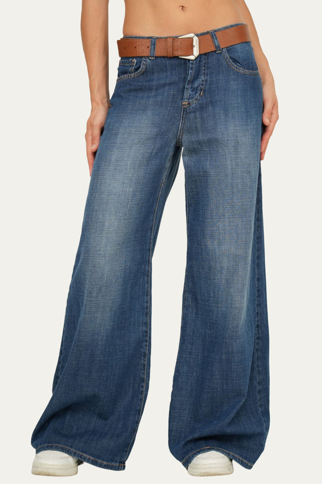 Jeans palazzo DEA tessuto slegato Soft - Denim Blu