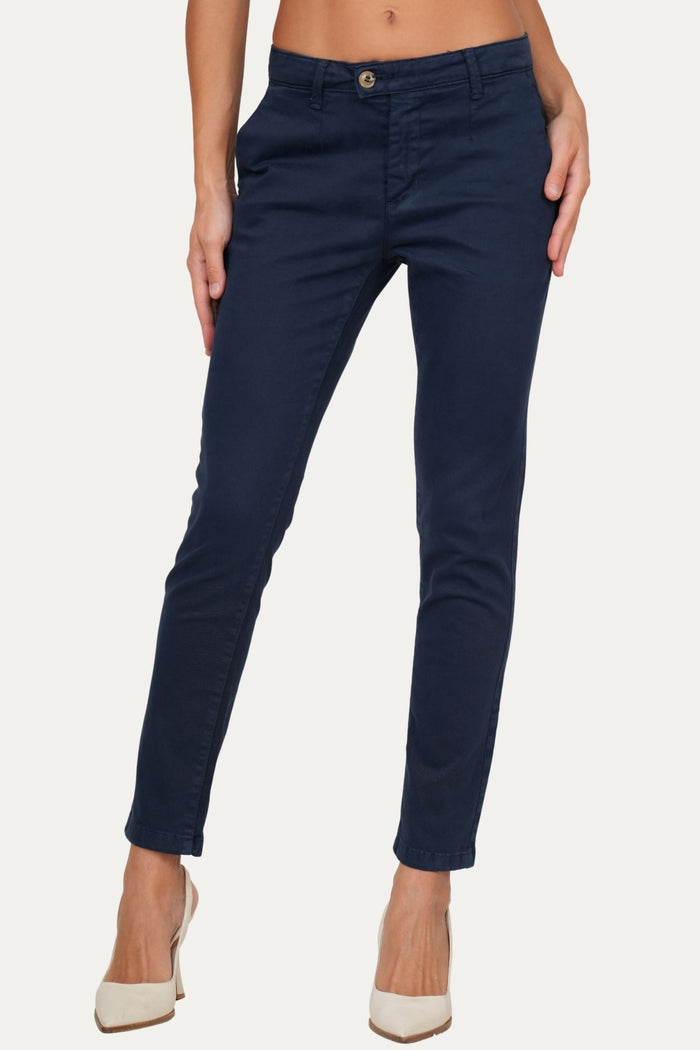 Pantalone CHINO in cotone gabardina - Blu