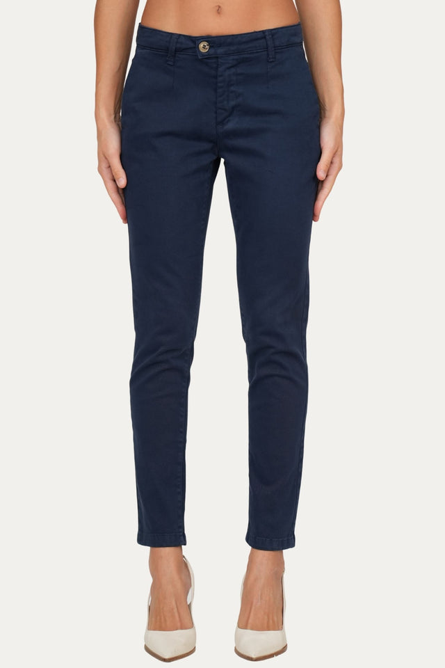 Pantalone CHINO in cotone gabardina - Blu