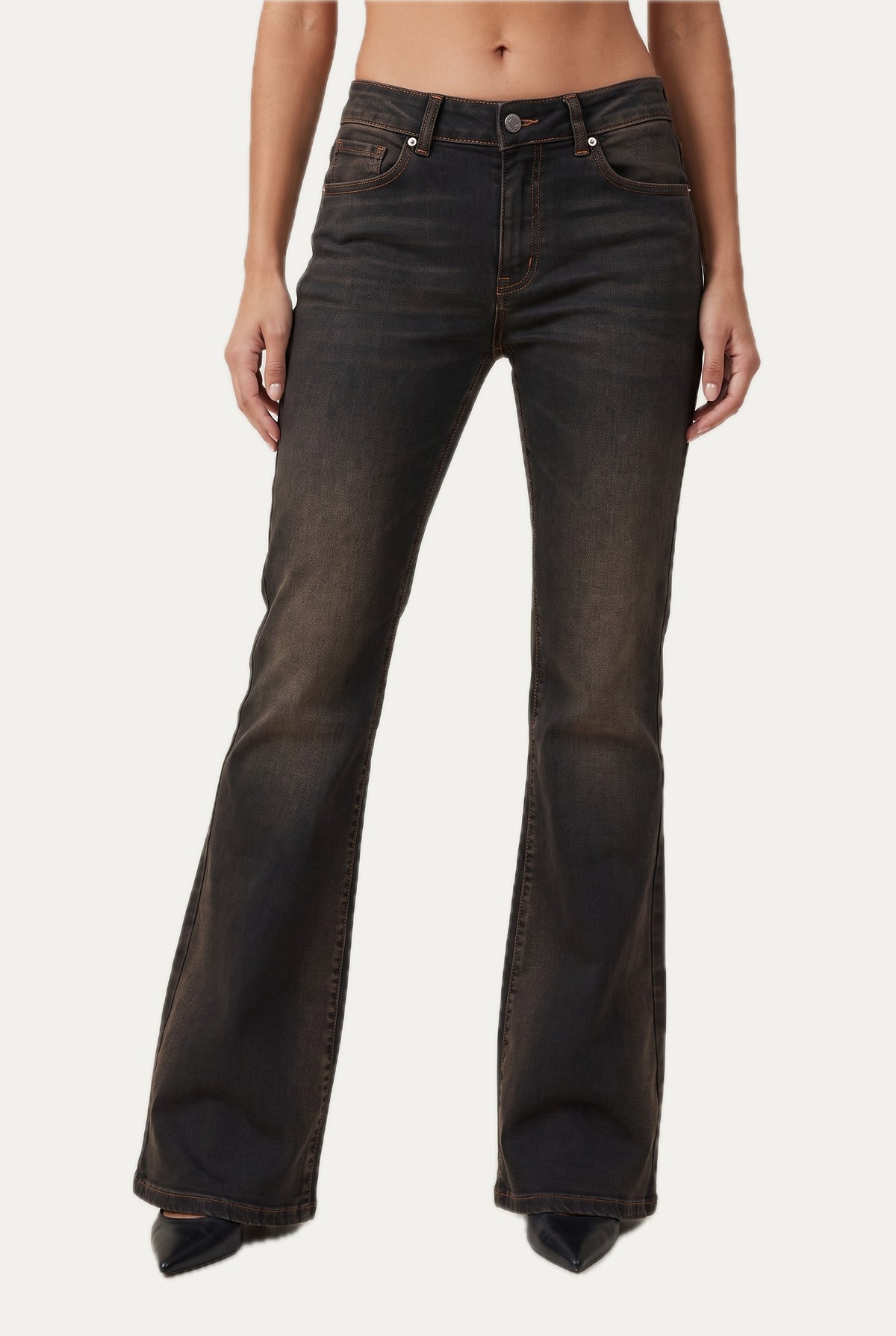 Jeans a zampa JANE in tessuto comfort - Denim Brown