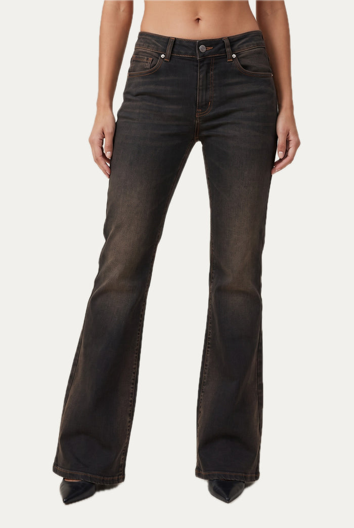 Jeans a zampa JANE in tessuto comfort - Denim Brown