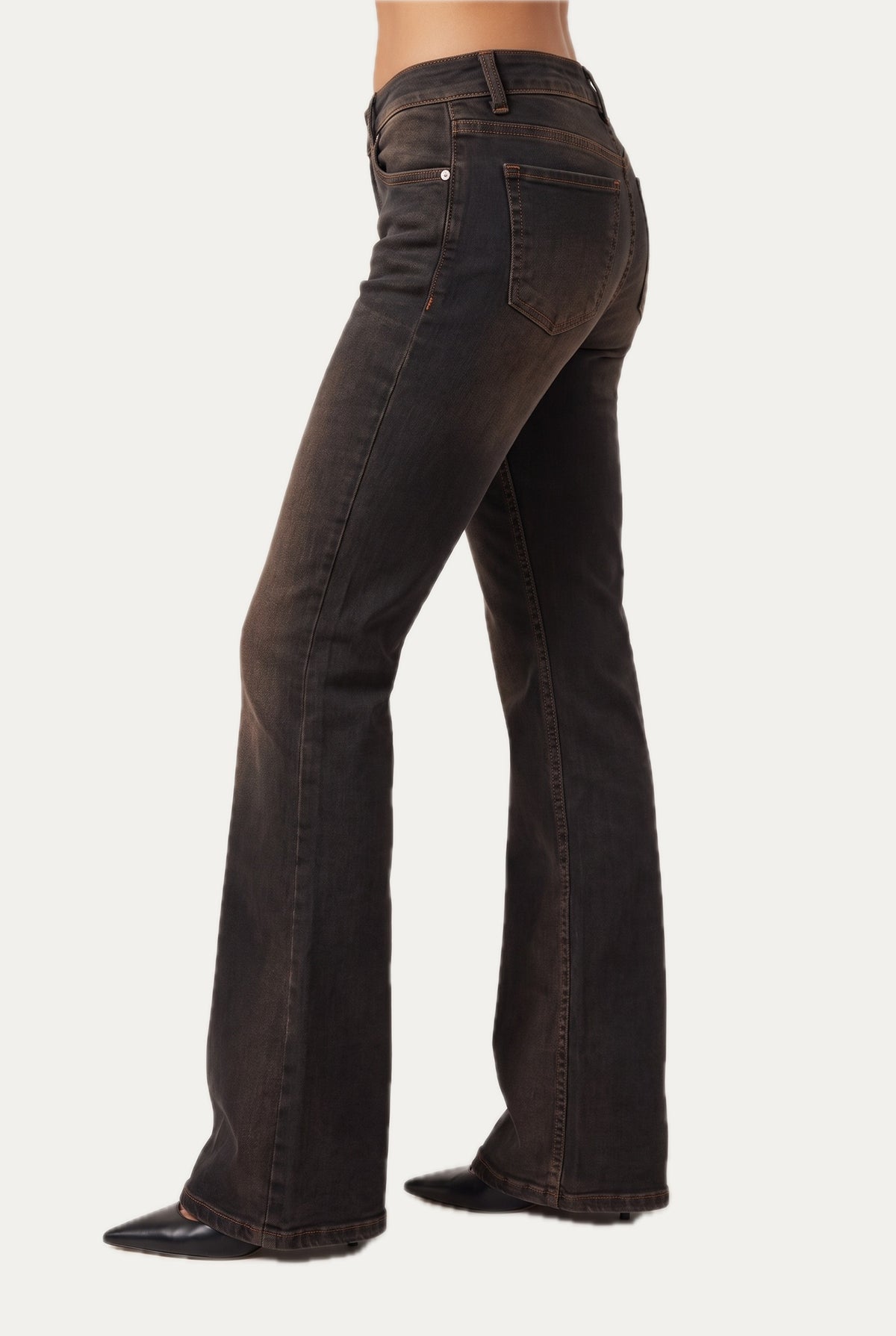 Jeans a zampa JANE in tessuto comfort - Denim Brown