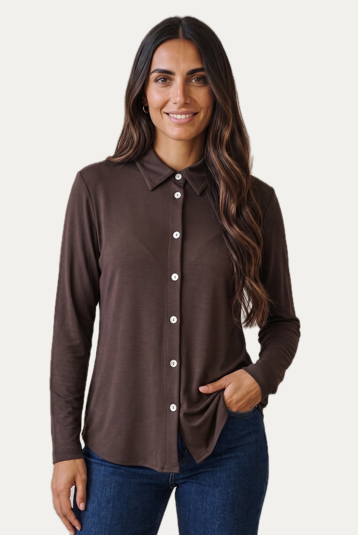 Camicia Jersey di Viscosa MILLY - Moro