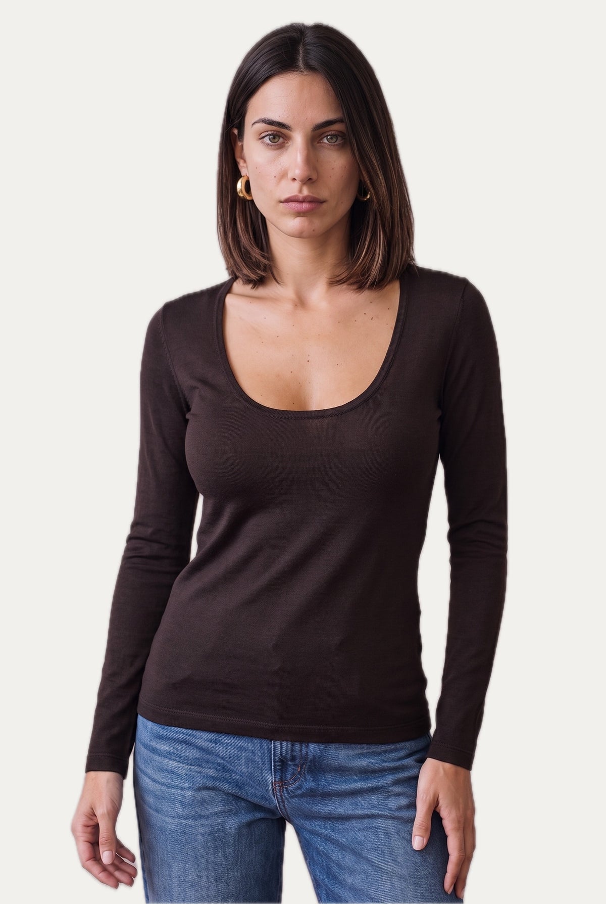 Cachemirina ultralight scollo madonna - Moro