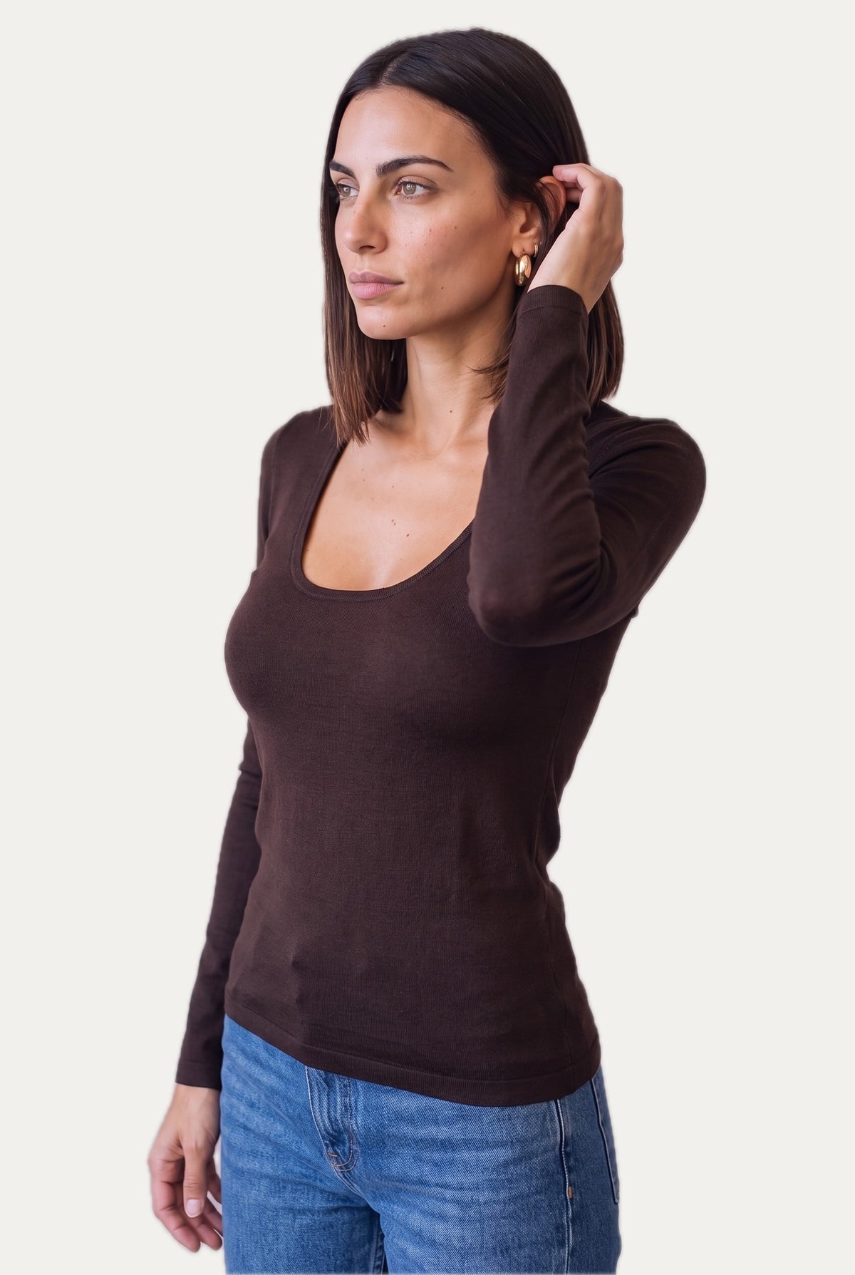 Cachemirina ultralight scollo madonna - Moro