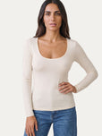 Cachemirina ultralight scollo madonna - Panna