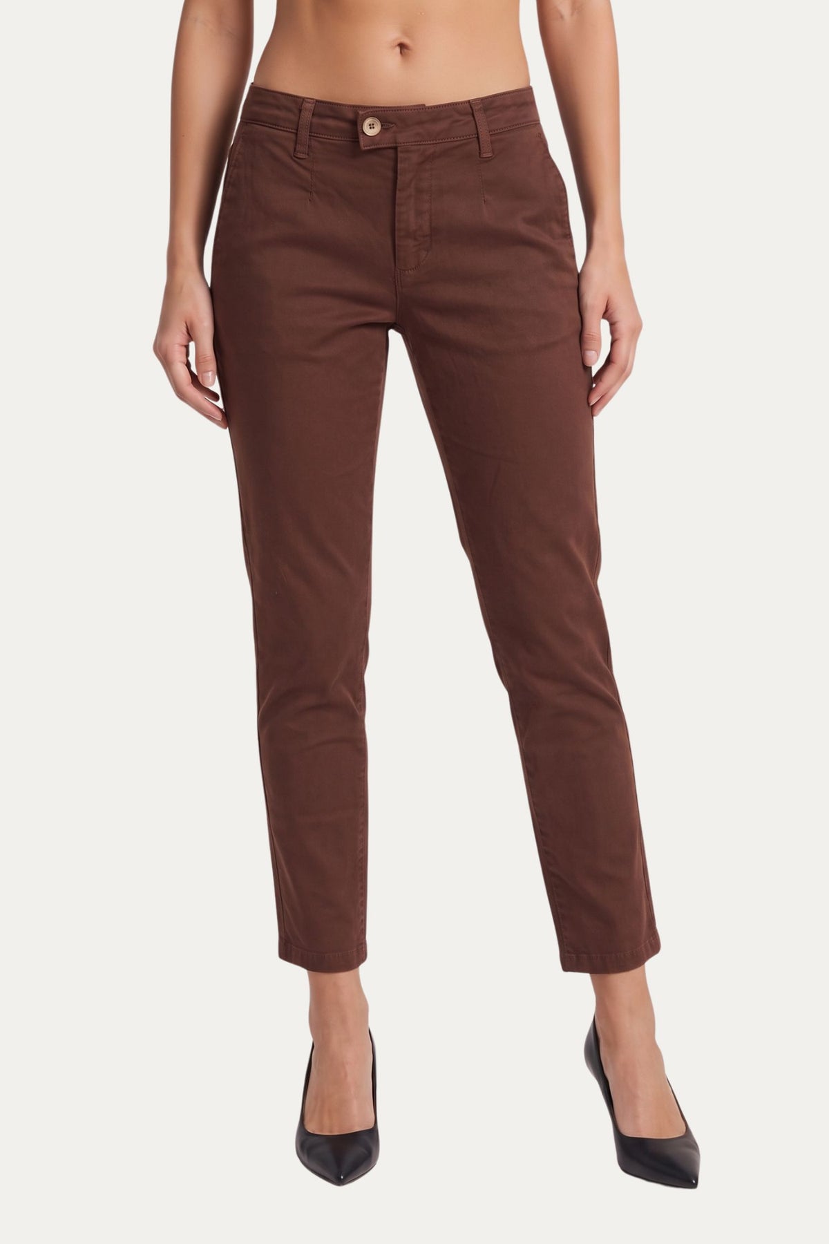 Pantalone CHINO in cotone gabardina - Cioccolato