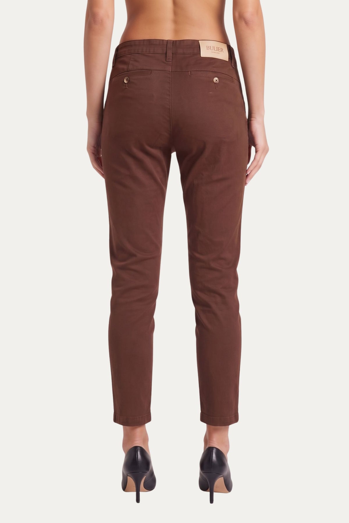 Pantalone CHINO in cotone gabardina - Cioccolato