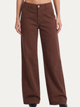 Pantalone palazzo LIA cotone gabardina - Cioccolato