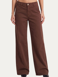Pantalone palazzo LIA cotone gabardina - Cioccolato