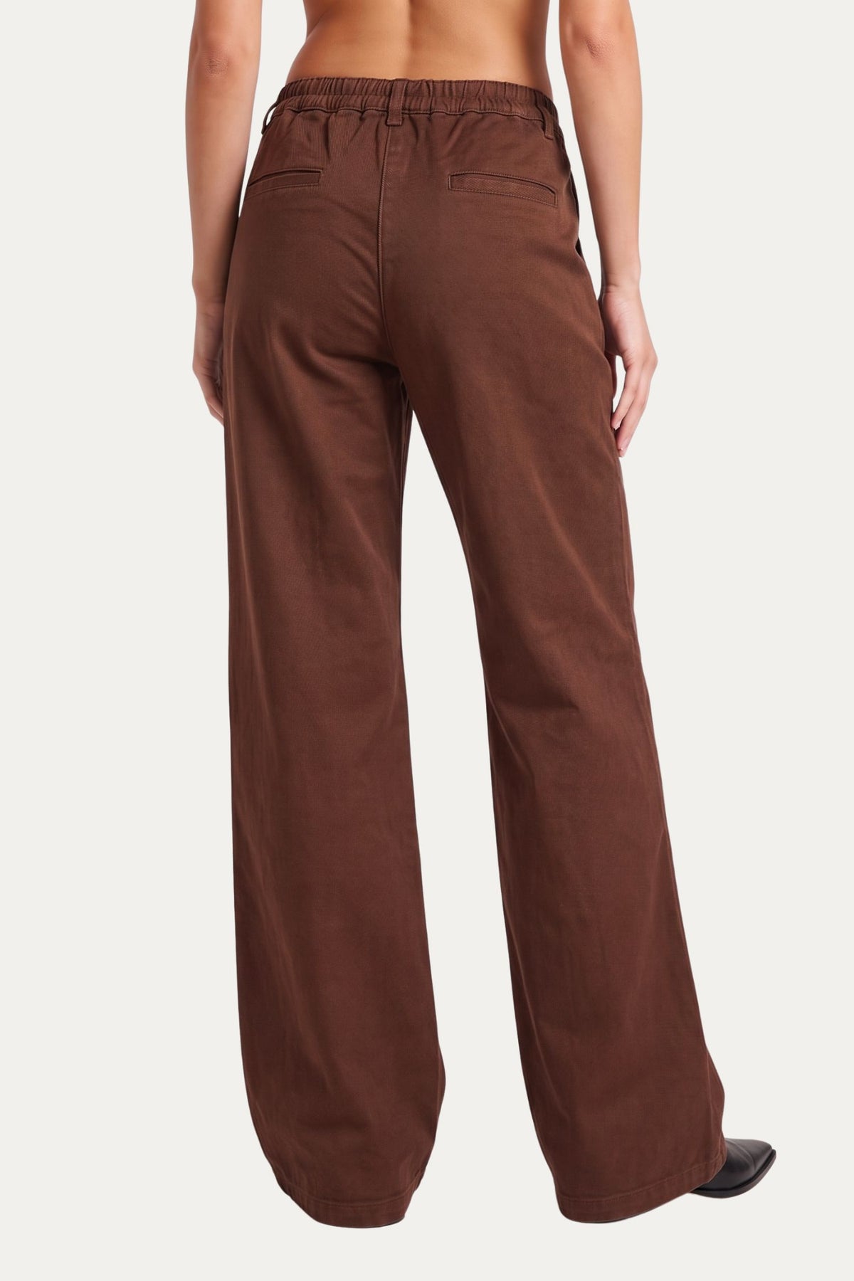 Pantalone palazzo LIA cotone gabardina - Cioccolato