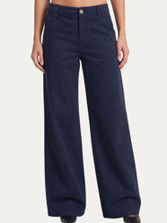 Pantalone palazzo LIA cotone gabardina - Blu