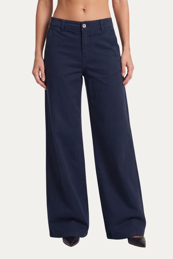 Pantalone palazzo LIA cotone gabardina - Blu