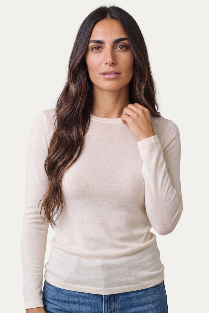Cachemirina ultralight girocollo - Panna