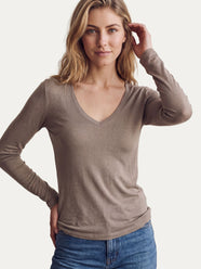 Cachemirina ultralight scollo a V - Taupe