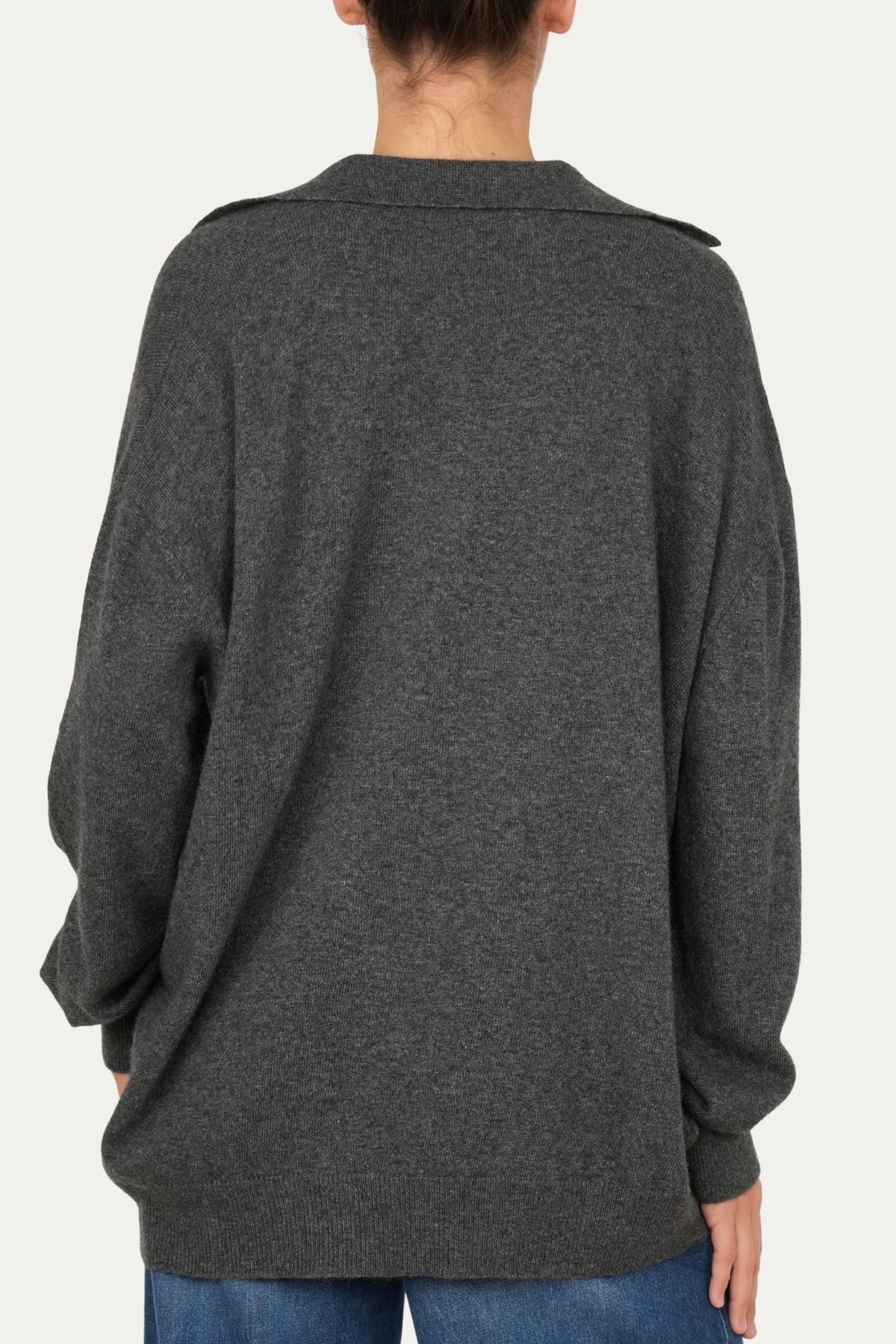 Maglia POLO misto cashmere - Antracite