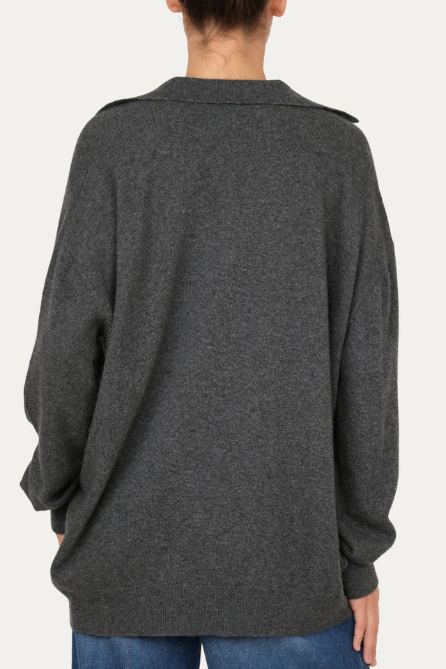 Maglia POLO misto cashmere - Antracite